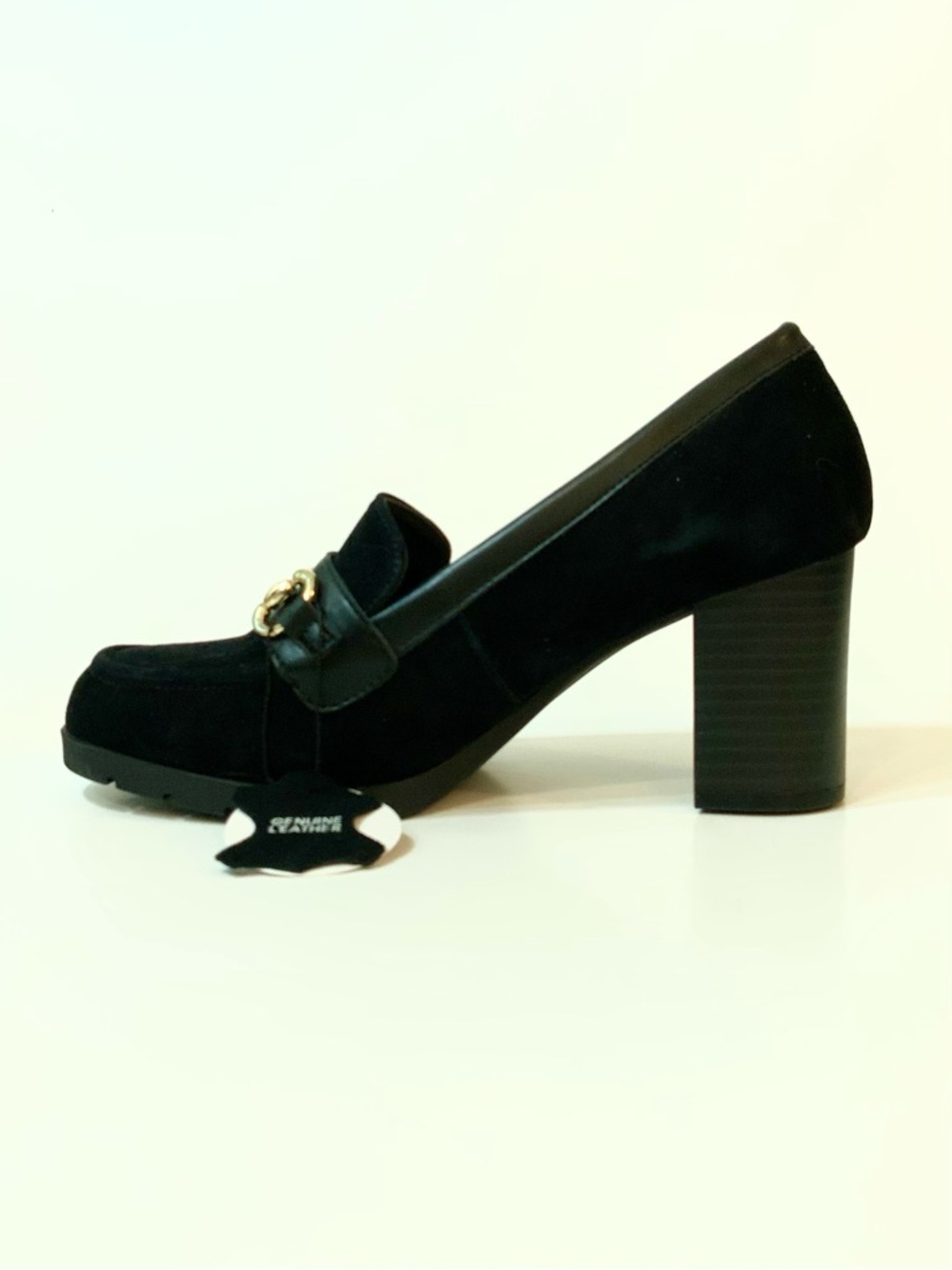 NWOT Gianni Bernini ‘Porshaal’ Black Suede Heeled Loafer - Picture 5 of 12